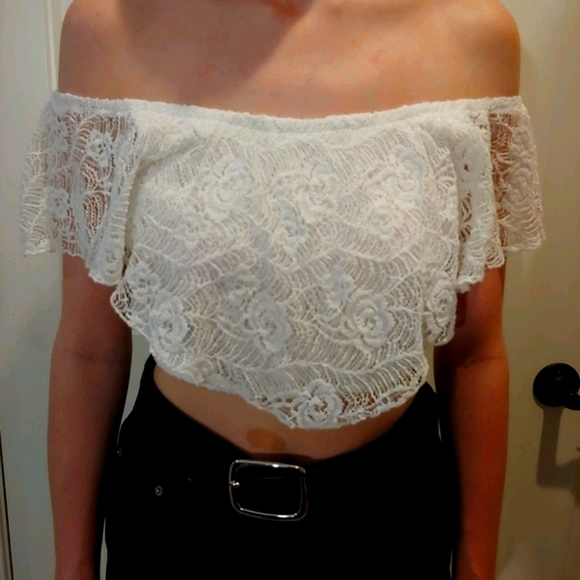 Charlotte Russe Lace Crop Top - Picture 2 of 8